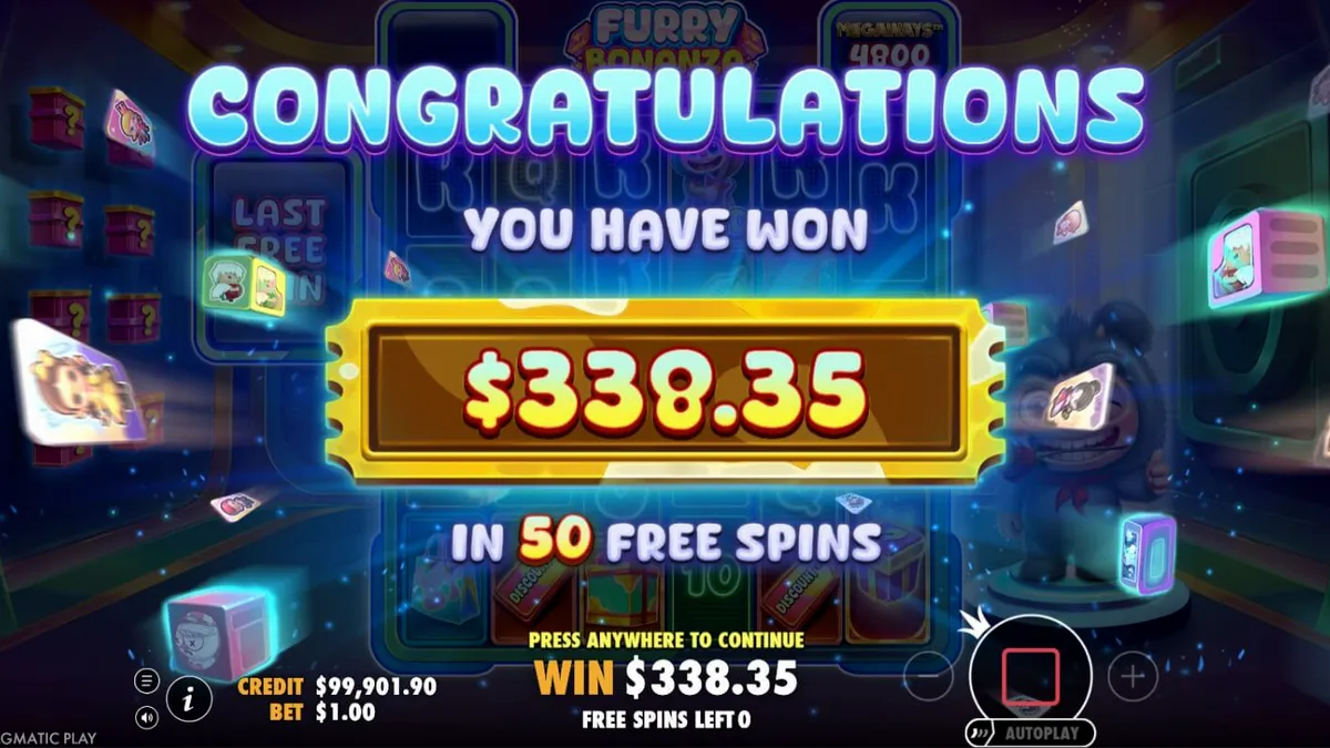 Tampilan visual slot Furry Bonanza Megaways dengan karakter beruang lucu